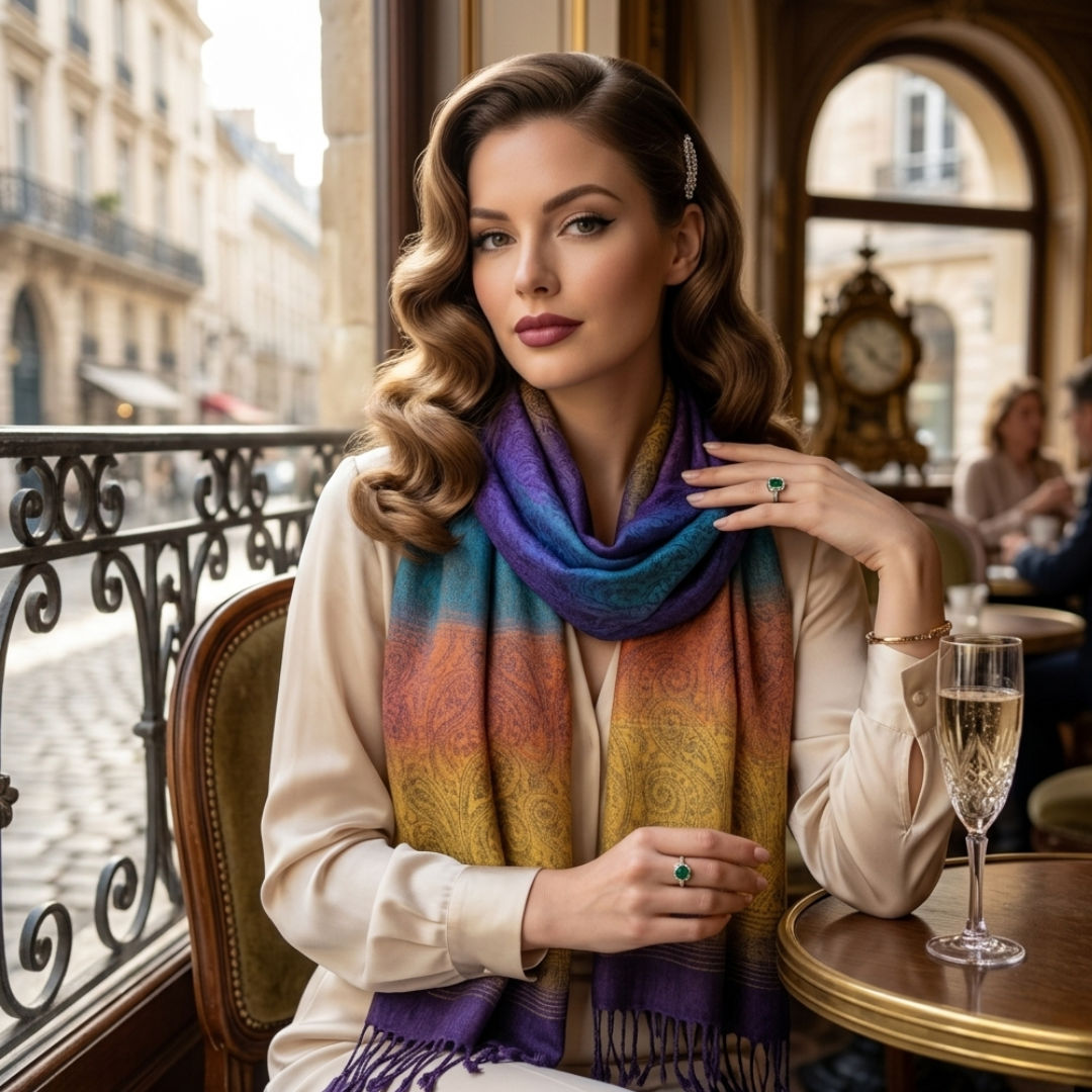 Purple Gold Paisley Pattern Scarf